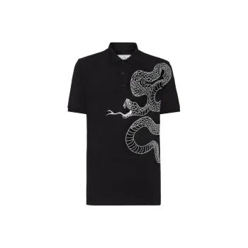 PHILIPP PLEIN Graphic Snake Polo Shirt