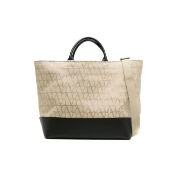 Valentino Cotton Tote Bag, Shopping Bag, Shoulder Bag, Crossbody Bag, Handbag Men's Light Beige