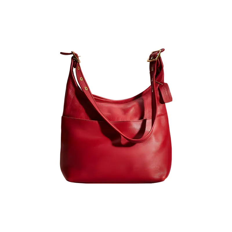 COACH Legacy Leather Hobo Bag Handbag Shoulder Bag Large Size Women's Red-0