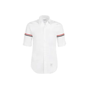 THOM BROWNE Rwb Stripe Short Sleeved Polo Shirt