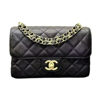 CHANEL Litchi Grain Cow Leather Handbag, Shoulder Bag, Crossbody Bag Trumpets Women's Black