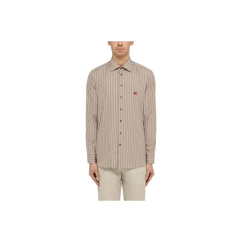 ETRO Pegaso Embroidered Striped Shirt-0
