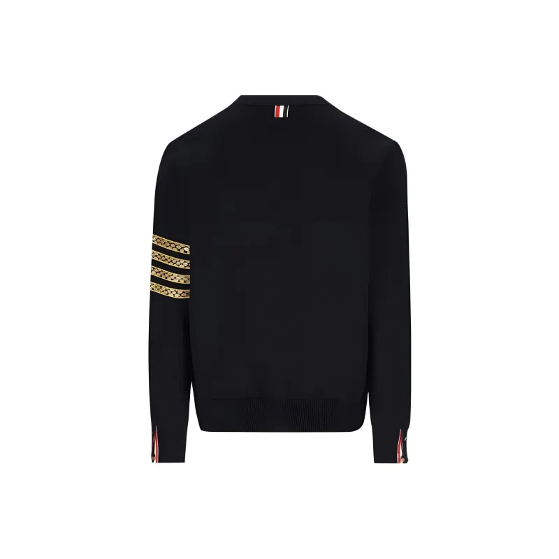 THOM BROWNE Graphic Embroidered V Neck Cardigan-1