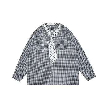WAYNEXZAVIER Shirts Men Black White Plaid
