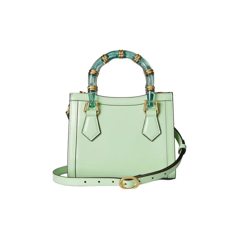 GUCCI Diana Polished Leather Tote Bag, Shopping Bag, Shoulder Bag, Handbag Mini Women's Light Green-3