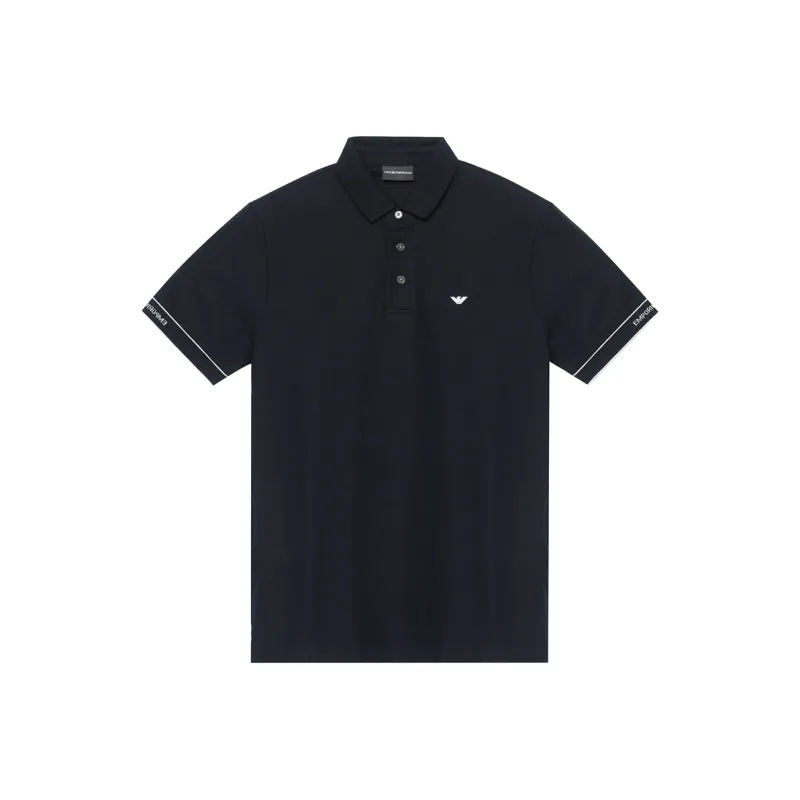 EMPORIO ARMANI Polo Shirt Men's Black With White Logo-0