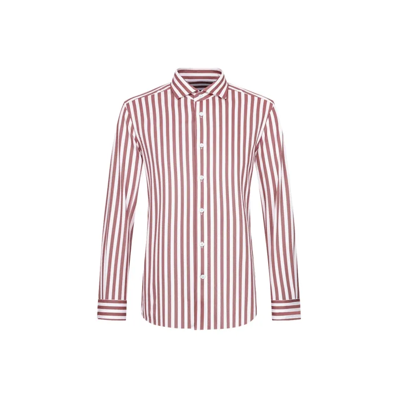 LANBAO Shirts Men Red Clear Stripes-0
