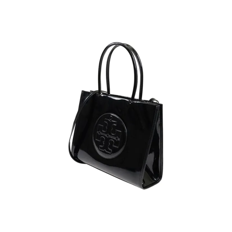 TORY BURCH Ella Polyurethane Tote Bag Shopping Bag Shoulder Bag Handbag Small Size Women's Black-2