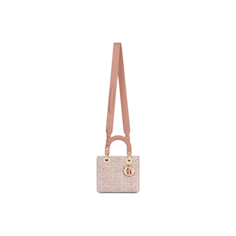 DIOR Lady Dior My ABCDior Cotton Handbag Small Size Women's Pink-3
