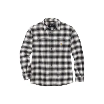 Carhartt 105945 105432 Upgraded MIDWEIGHT FLANNEL LONG-SLEEVE PLAID SHIRT Shirt RELAXED FIT Men's Gray