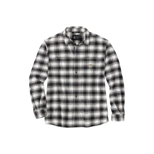 Carhartt 105945 105432 Upgraded MIDWEIGHT FLANNEL LONG-SLEEVE PLAID SHIRT Shirt RELAXED FIT Men's Gray