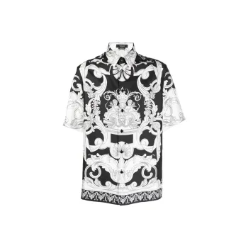 VERSACE Silver Baroque Silk Shirt