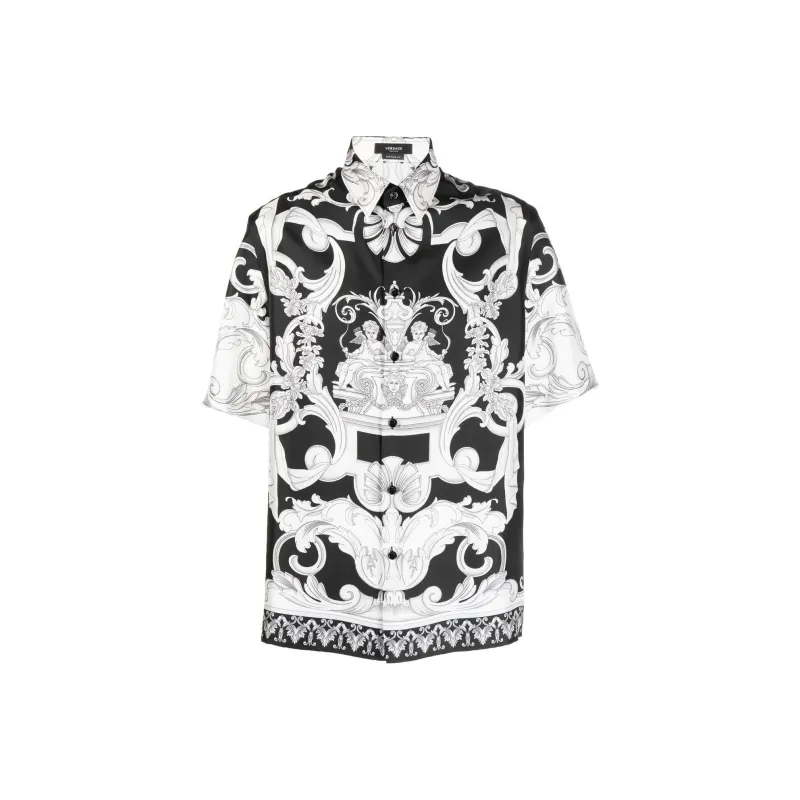 VERSACE Silver Baroque Silk Shirt-0