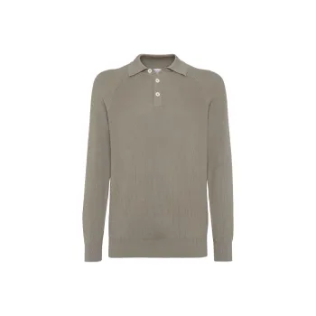 Brunello Cucinelli Ribbed knit Polo Shirt