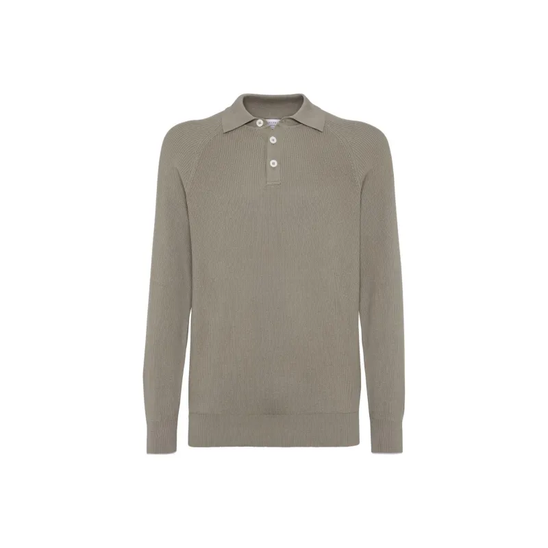 Brunello Cucinelli Ribbed knit Polo Shirt-0