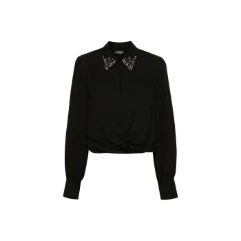 LIU·JO Gathered Detail Semi Sheer Embellished Blouse