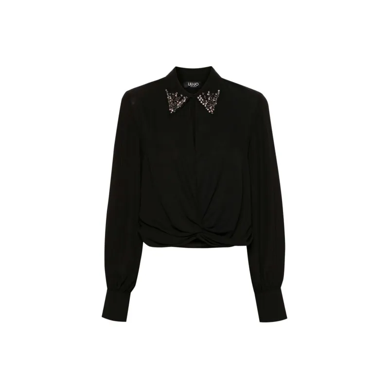 LIU·JO Gathered Detail Semi Sheer Embellished Blouse-0