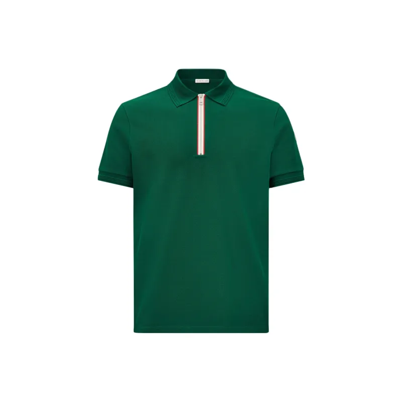 Moncler Tricolor Trim Piquet Polo Shirt-0