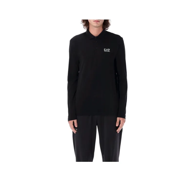 EMPORIO ARMANI Logo Printed Long Sleeved Polo Shirt-0