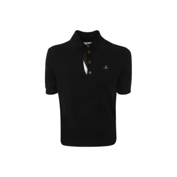 Vivienne Westwood Orb Embroidered Distressed Polo Shirt