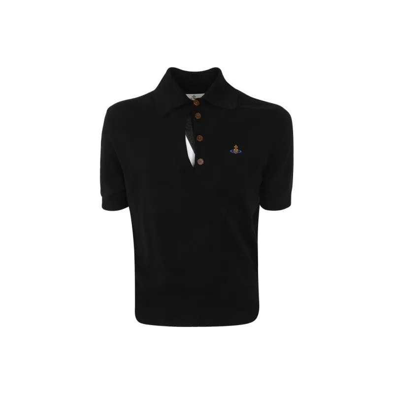 Vivienne Westwood Orb Embroidered Distressed Polo Shirt-0