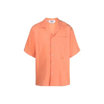 MSGM Logo Embroidered Short Sleeved Shirt