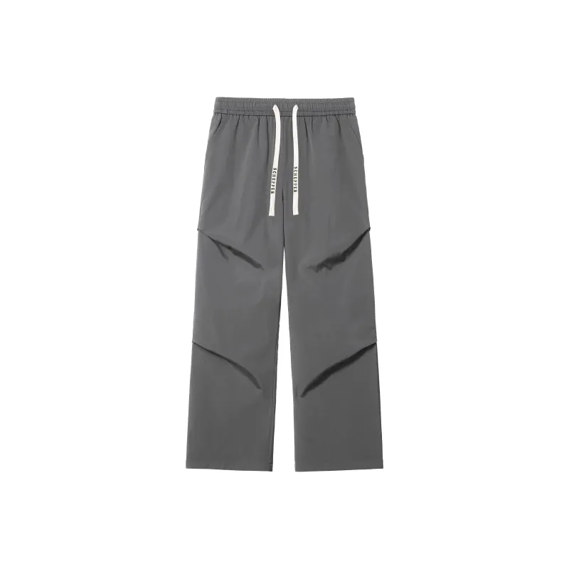 HOKLV Workwear Style Vintage Casual Pants, Wide Leg Straight Fit With A Draping Effect Unisex-11
