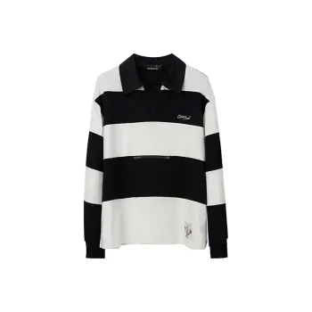 OVERCOOL Polo Shirt Men's Black White Stripes