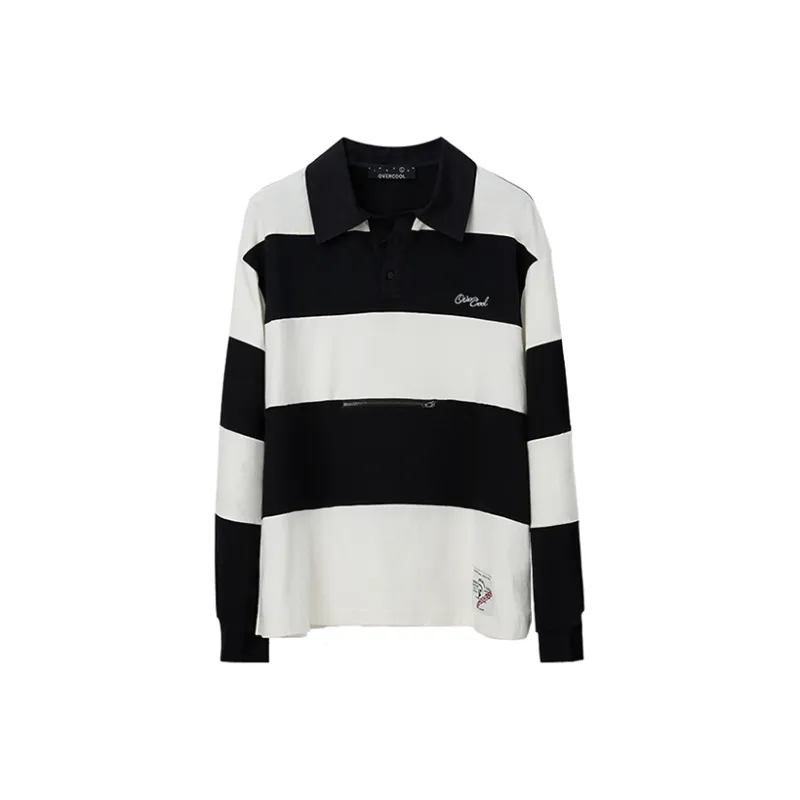 OVERCOOL Polo Shirt Men's Black White Stripes-0