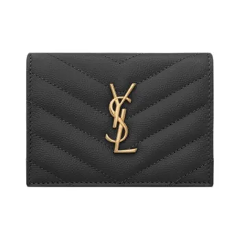 SAINT LAURENT Cow Leather Card Holder Regular Women's Black