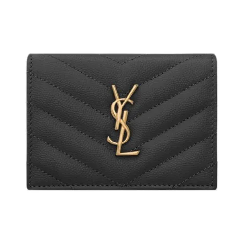 SAINT LAURENT Cow Leather Card Holder Regular Women's STRIPED