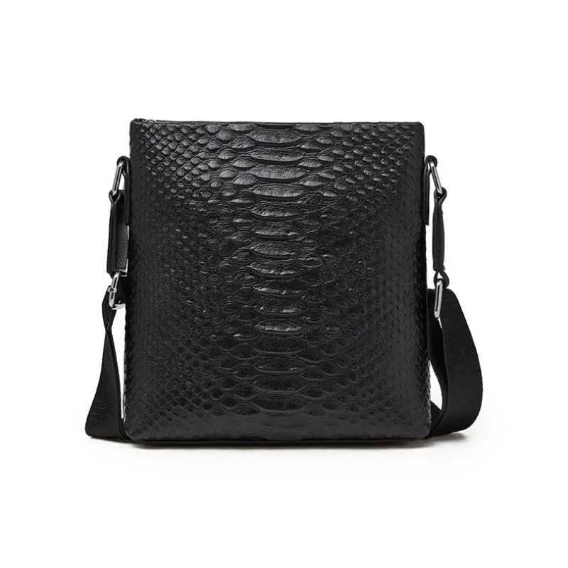 Old Man's Head Top Grain Cow Leather Crossbody Bag Regular Men's Black-2