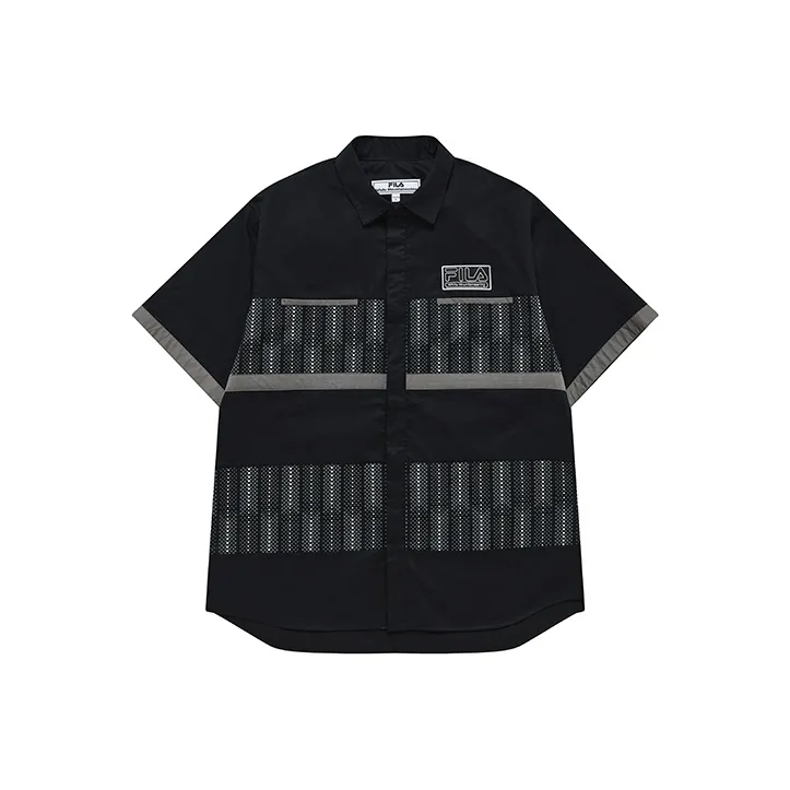 White Mountaineering X FILA FUSION Shirts Men Pitch Black-0