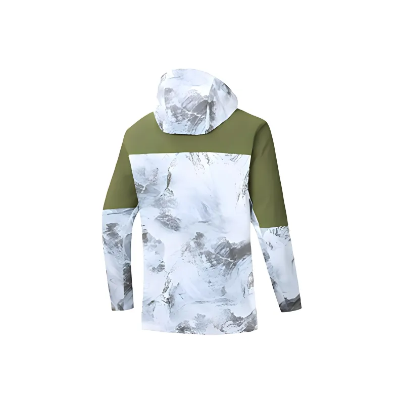 Anta Outdoor Collection Trench Coat Men's Papyrus White/Full Coverage Print/Spiral Turquoise-1