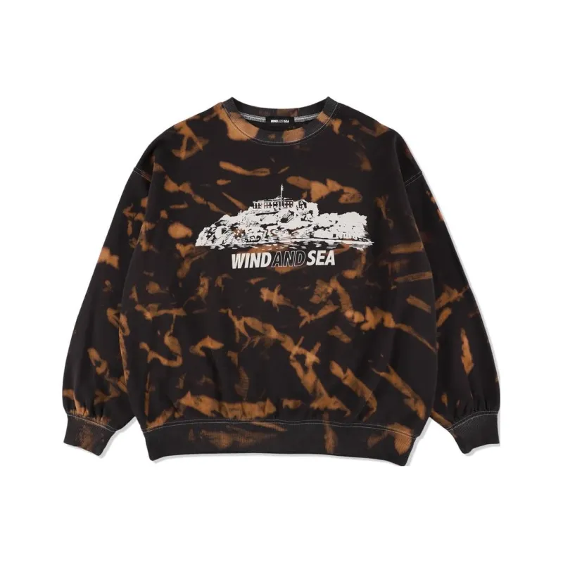 WIND AND SEA TIEDYE ISOLATED ISLAND CREW SWEAT Sweatshirt Unisex Charcoal-0