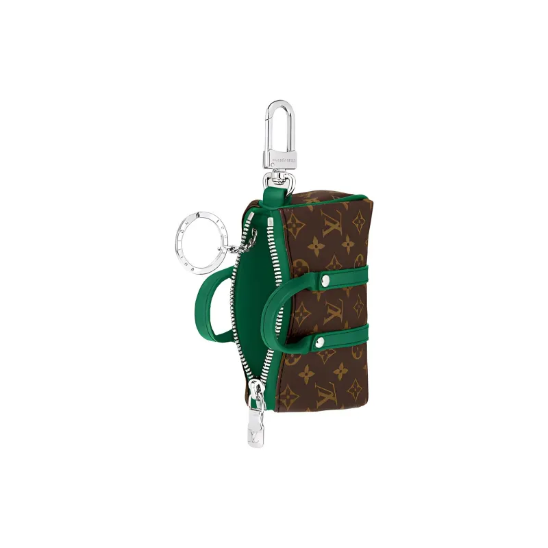 LOUIS VUITTON Mini Keepall Canvas With Leather Keychain Bag Accessory Men's Green-1