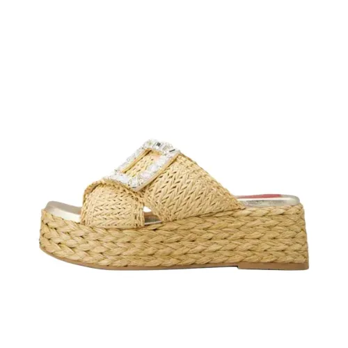 Roger Vivier Slide Slippers 6cm Women's Beige Yellow