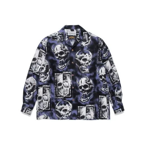 WACKO MARIA Shirts Men Marine Blue