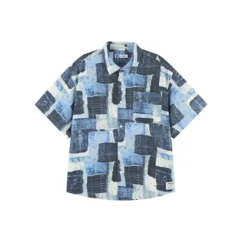 NPC Short Sleeved Shirt Color Block Couple Casual Coat Unisex