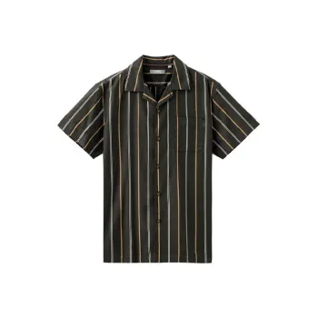 GOLDLION Shirt Men's Coffee Yellow Stripe