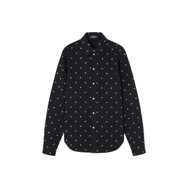 VERSACE Embellished Denim Shirt-0