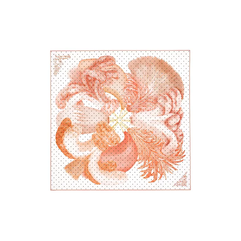 HERMES Silk Scarves Women's White/Orange/Mixed Color-0