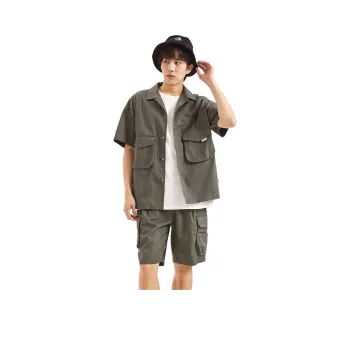 Tonlion Shirts Men Army Green