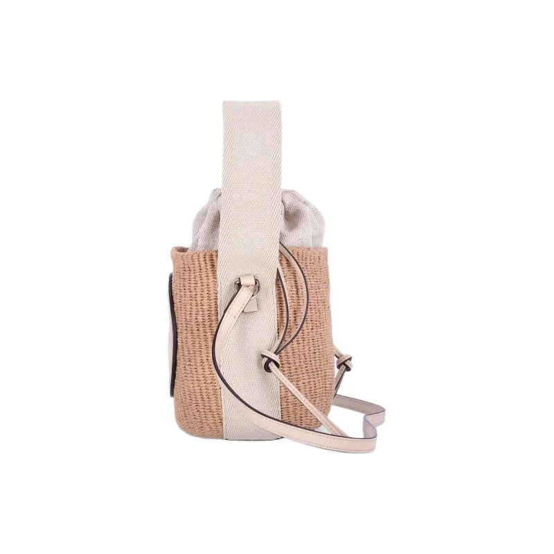 Chloe Paper Bucket Bag, Shoulder Bag, Crossbody Bag, Handbag Women's Brown-3