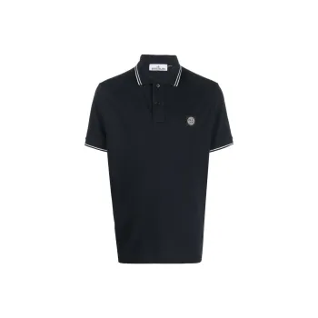 STONE ISLAND Logo Patch Short Sleeved Polo Shirt