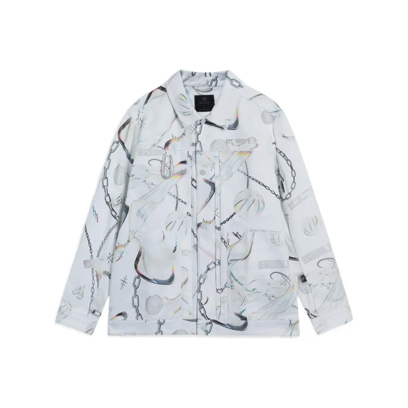 LiNing Shirt Men's White Gray All Over Print-0