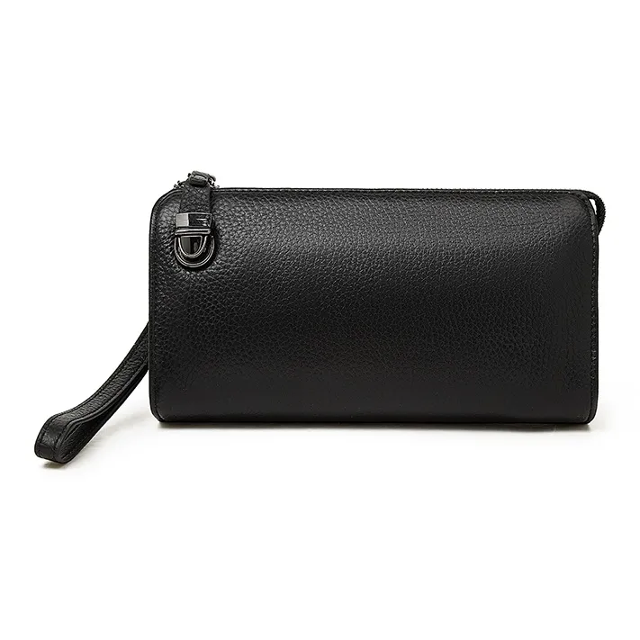 Old Man's Head Top Grain Cow Leather Clutch Regular Men's Black-1