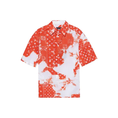 LOUIS VUITTON Monogram Bandana Short Sleeved Shirt Orange/White