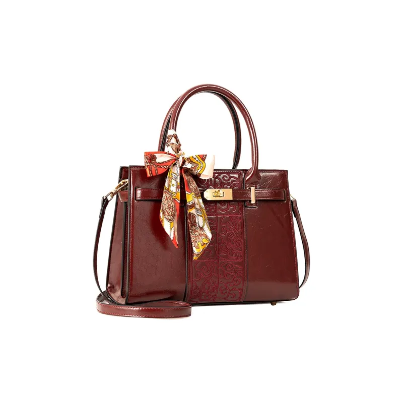 Vigno Synthetic Leather Portable Tote Bag, Shoulder Bag, Crossbody Bag Regular Women's Red-2