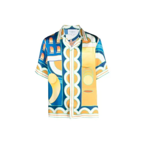 CASABLANCA Cuban Collar Short Sleeve Shirt